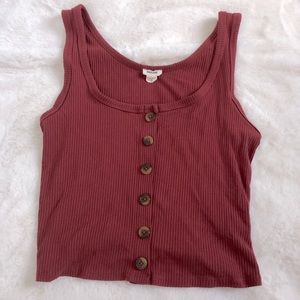 Garage Maroon Tank Top with Buttons